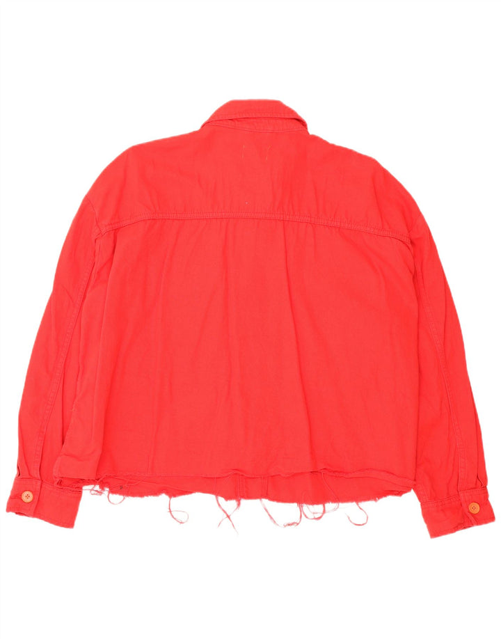 Topshop Veste bomber surdimensionnée pour femme Petite Crop UK 16 Large Rouge Coton