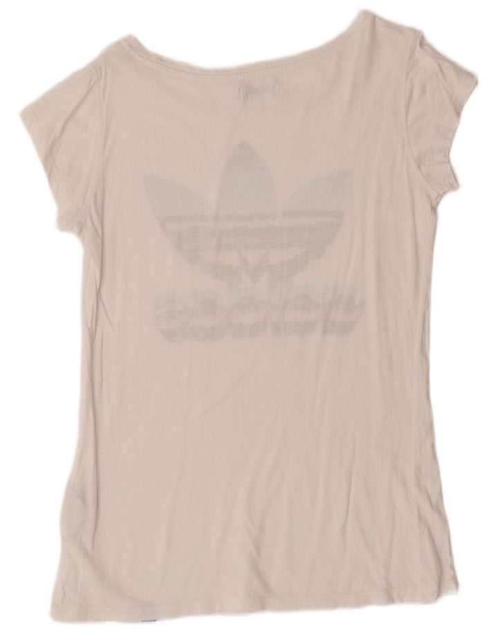 ADIDAS Womens Graphic T-Shirt Top EU 40 Medium White Cotton