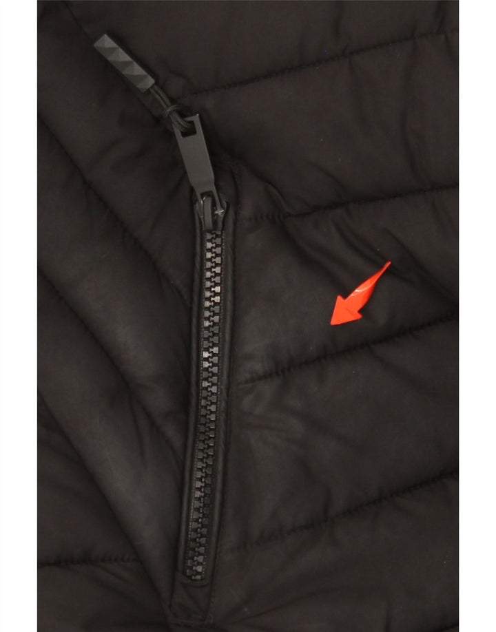 SUPERDRY Manteau rembourré pour femme UK 12 Medium Noir Polyester