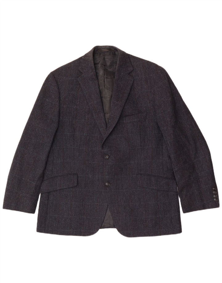 Marks & Spencer Veste blazer à 2 boutons pour homme UK 44 XL Bleu marine à carreaux en laine