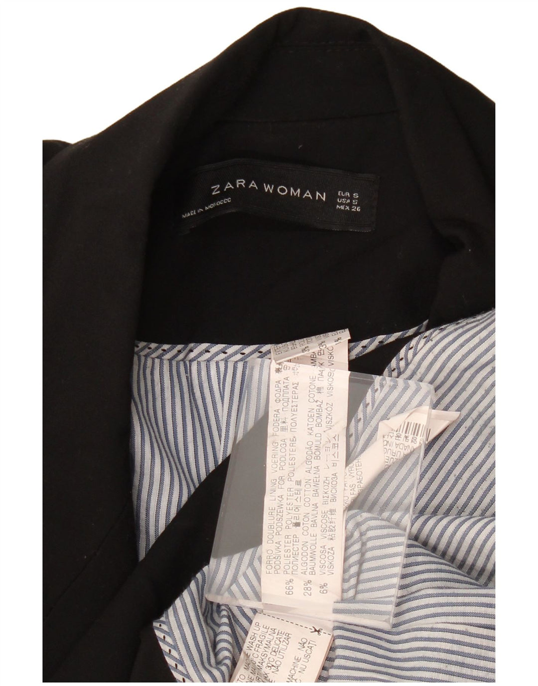ZARA Femme 1 Bouton Blazer Veste UK 10 Petit Noir Polyester
