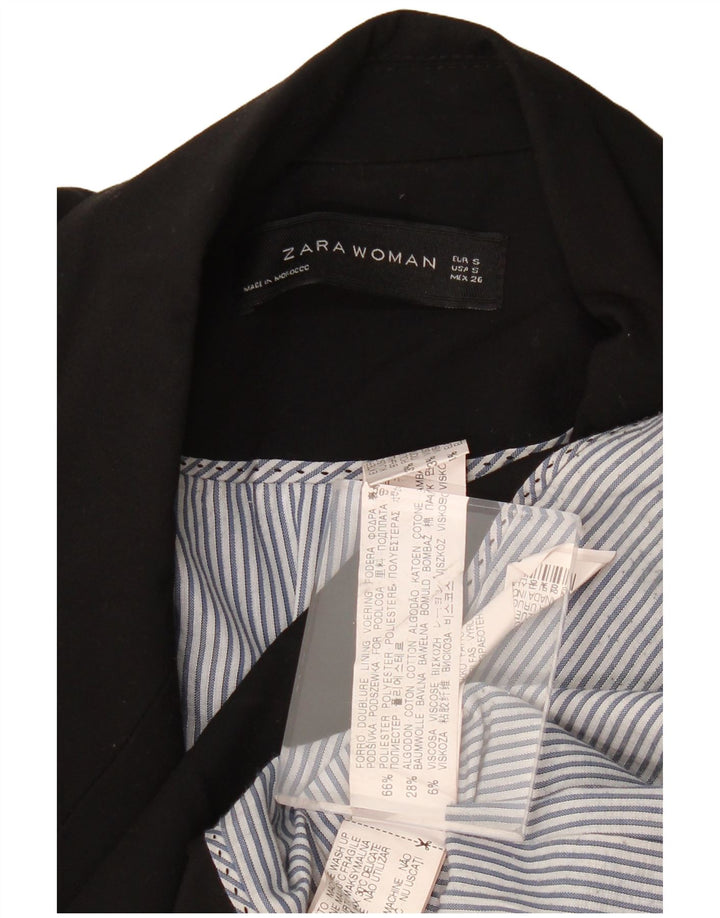 ZARA Femme 1 Bouton Blazer Veste UK 10 Petit Noir Polyester
