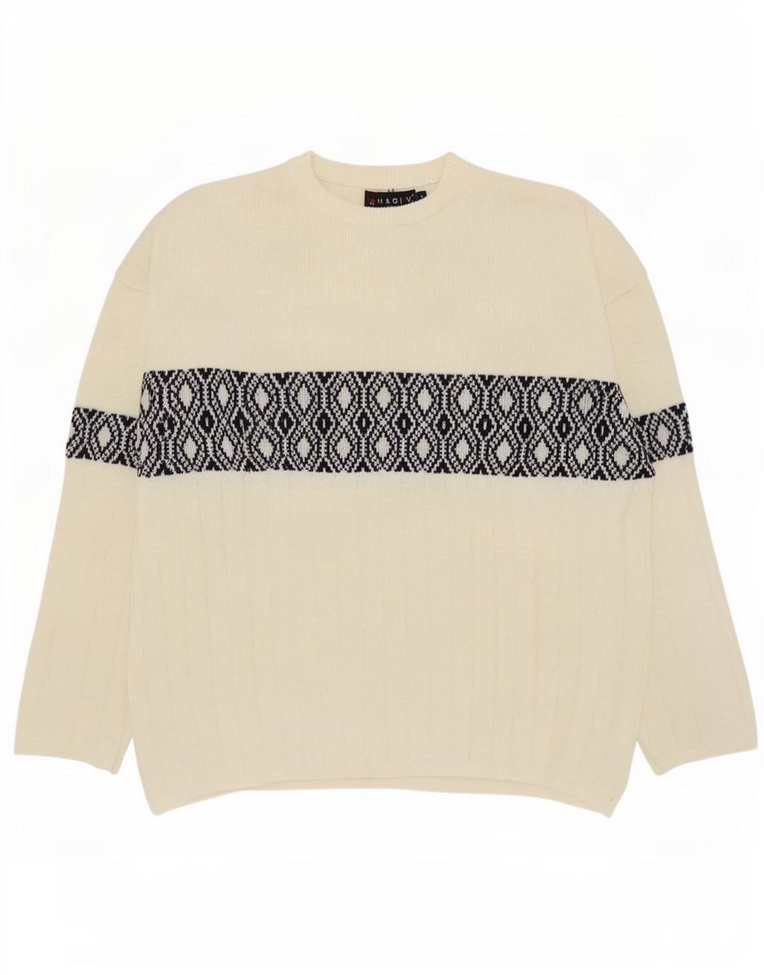 Charly Pull col bateau pour homme en laine géométrique blanc cassé