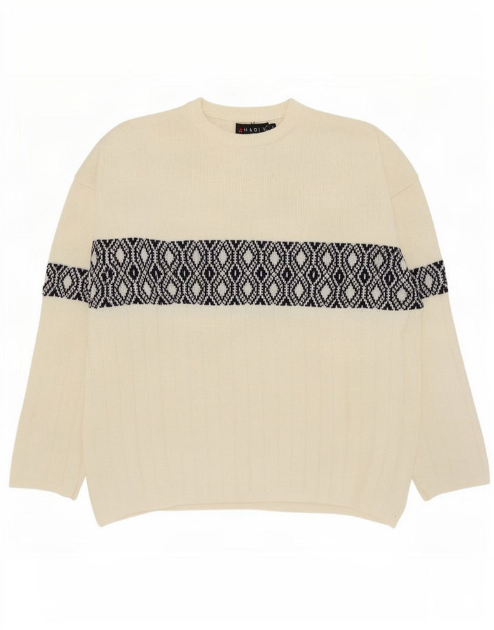 Charly Pull col bateau pour homme en laine géométrique blanc cassé
