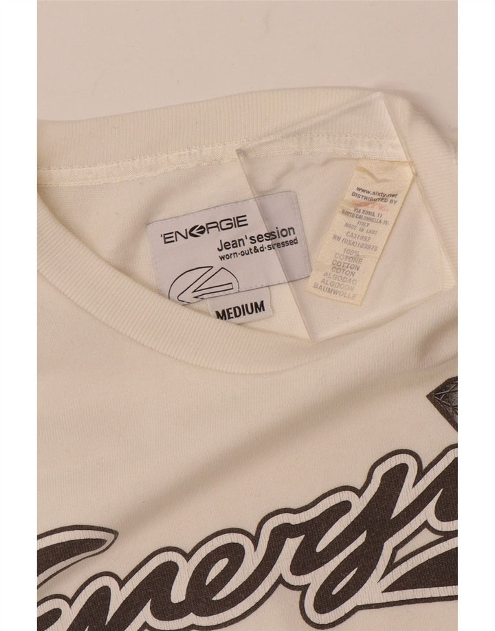 ENERGIE Sweat-shirt graphique pour femme UK 14 en coton blanc moyen
