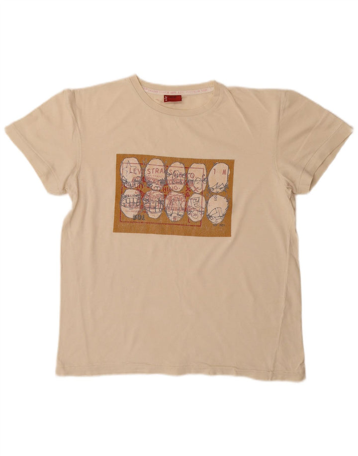 Levi's T-Shirt Graphique Femme UK 14 Beige Moyen