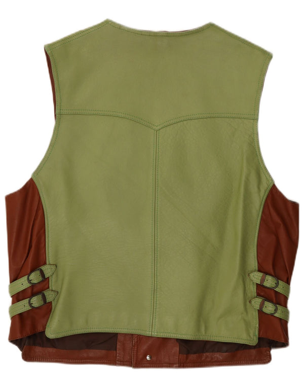 gilet en cuir homme vintage grand colorblock vert