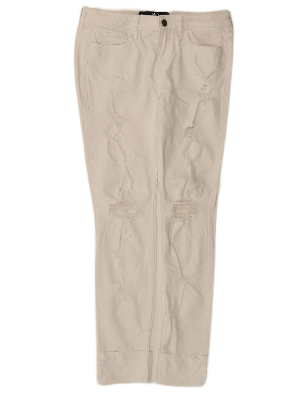 HOLLISTER Jean skinny taille basse effet vieilli pour femme W26 L28 Coton blanc