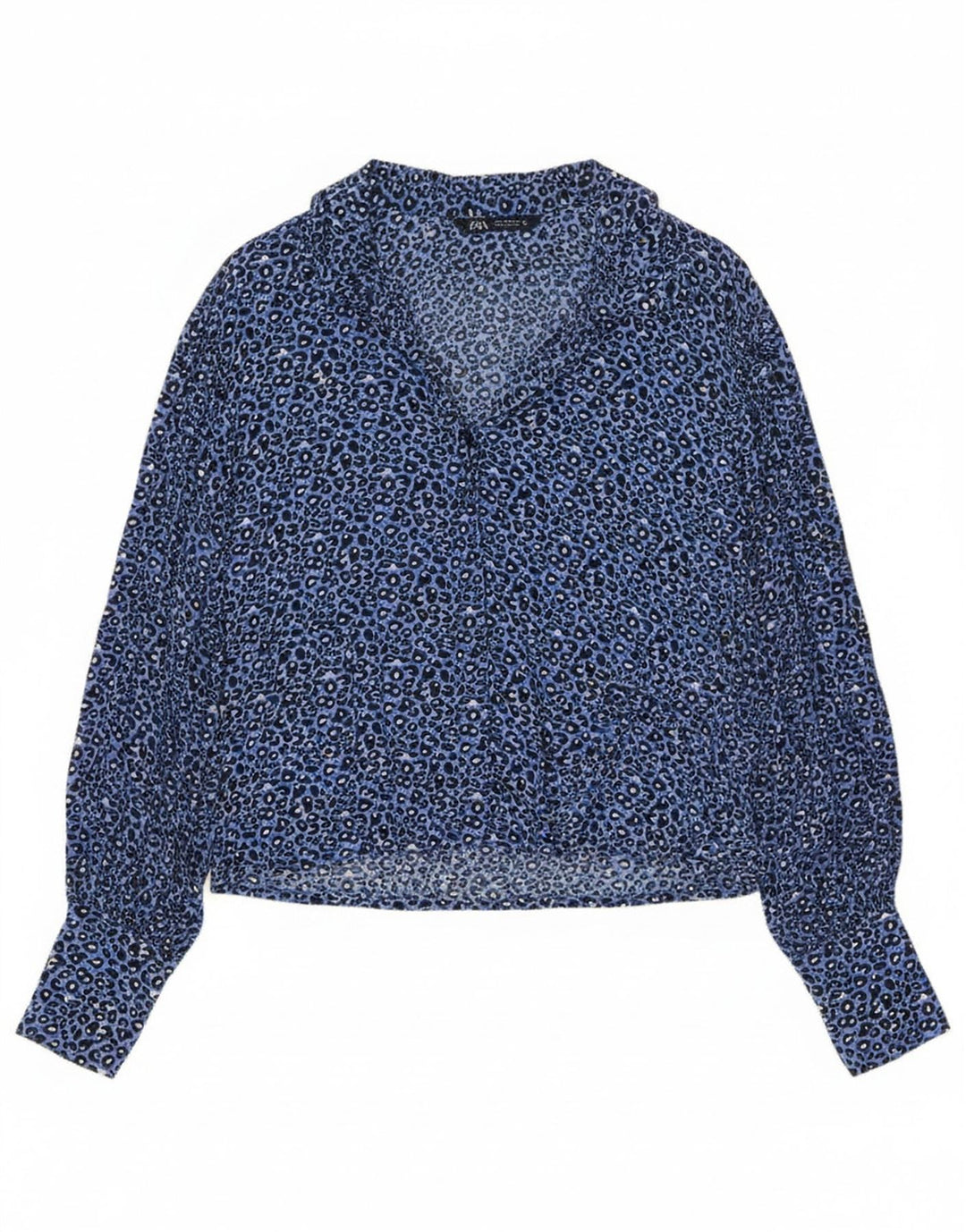 Chemise Femme Zara UK 14 Bleu Moyen Imprimé Animal