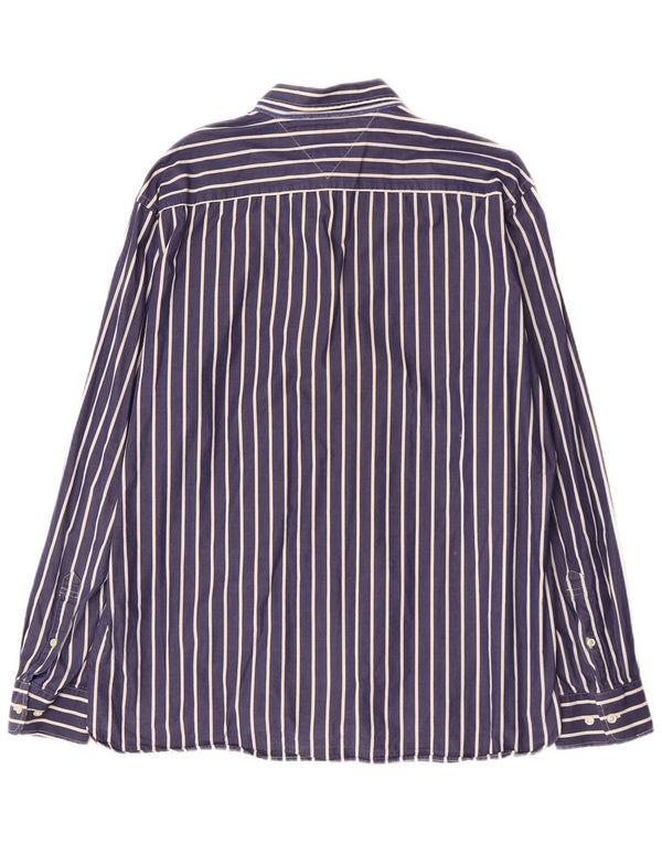 Tommy Hilfiger Mens Custom Fit Shirt XL Navy Blue Pinstripe Cotton