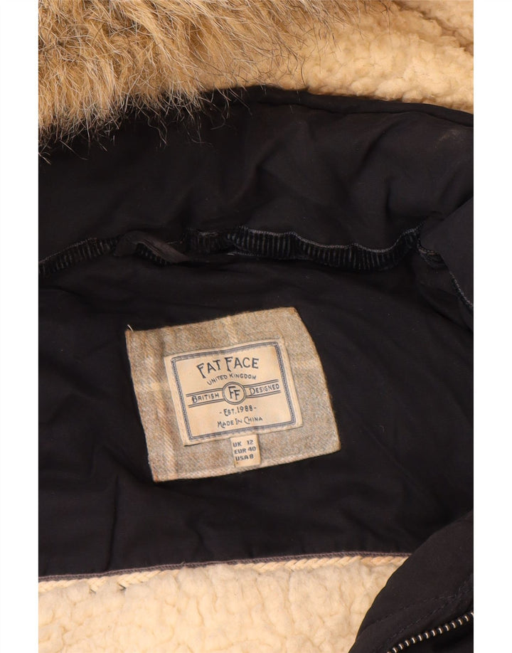 Fat Face Veste matelassée à capuche pour femme UK 12 Bleu marine moyen Polyester