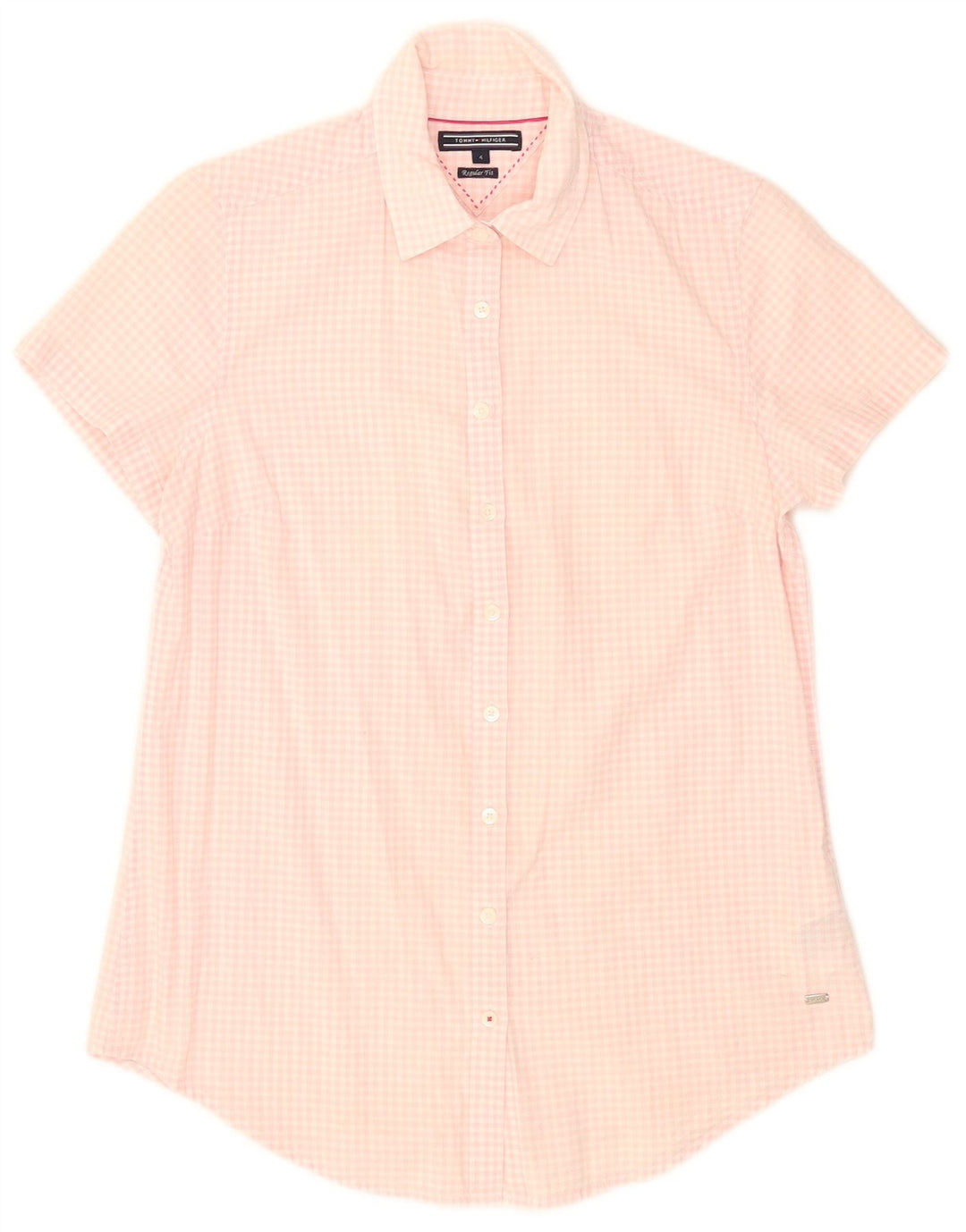 Tommy Hilfiger Chemise à manches courtes pour femme US 4 Petit vichy rose