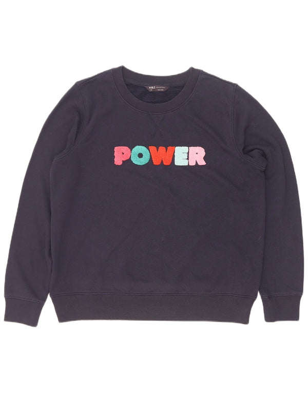 Marks & Spencer Sweat-shirt graphique pour femme UK 14 Large Bleu marine