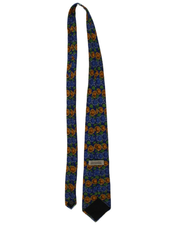 Trussardi Cravate Graphique Taille Unique Bleu Soie Florale Homme
