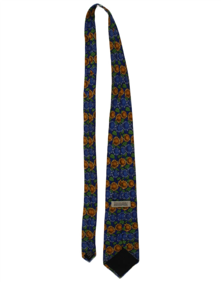 Trussardi Cravate Graphique Taille Unique Bleu Soie Florale Homme
