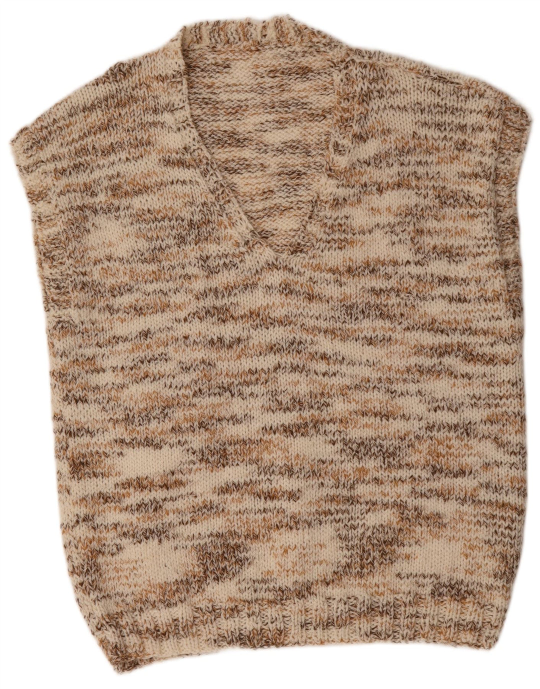 vintage Mens Vest Débardeur Grand Beige Moucheté
