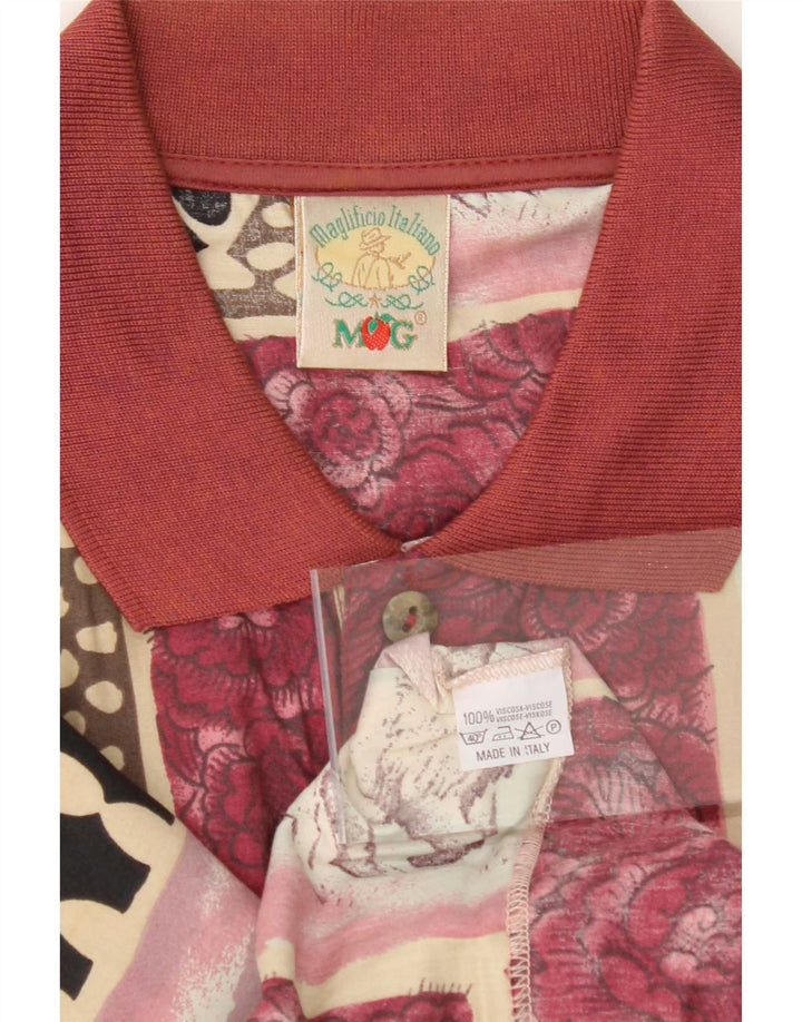 Mango Chemise pull à manches courtes à motif abstrait pour hommes, grand, bordeaux