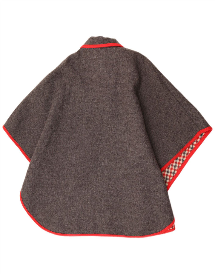 vintage Femme Cape Manteau Taille Unique Laine Grise