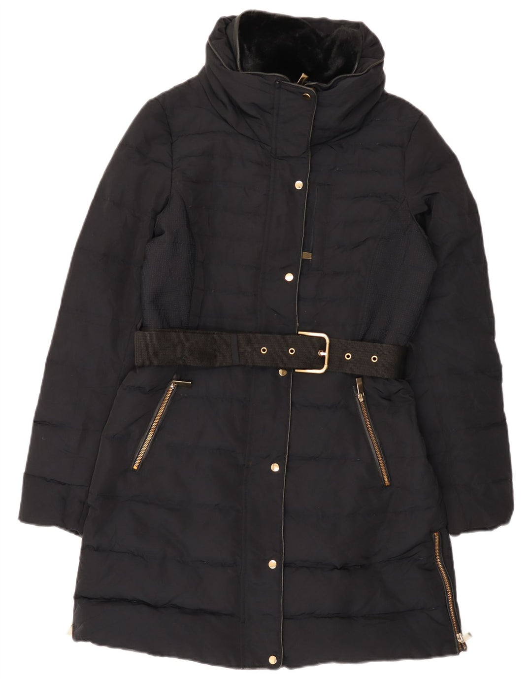 Zara Manteau rembourré pour femme UK 14 Medium Noir
