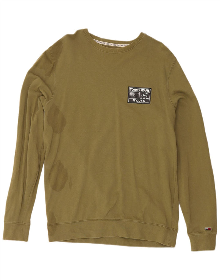 Tommy Hilfiger Sweat-shirt pour homme en coton kaki Large