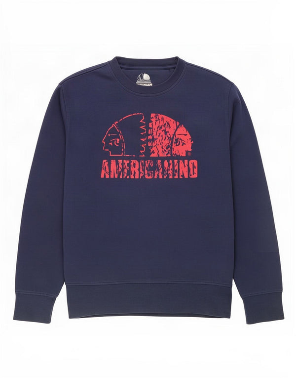 Americanino Pull graphique pour homme XL en coton bleu marine
