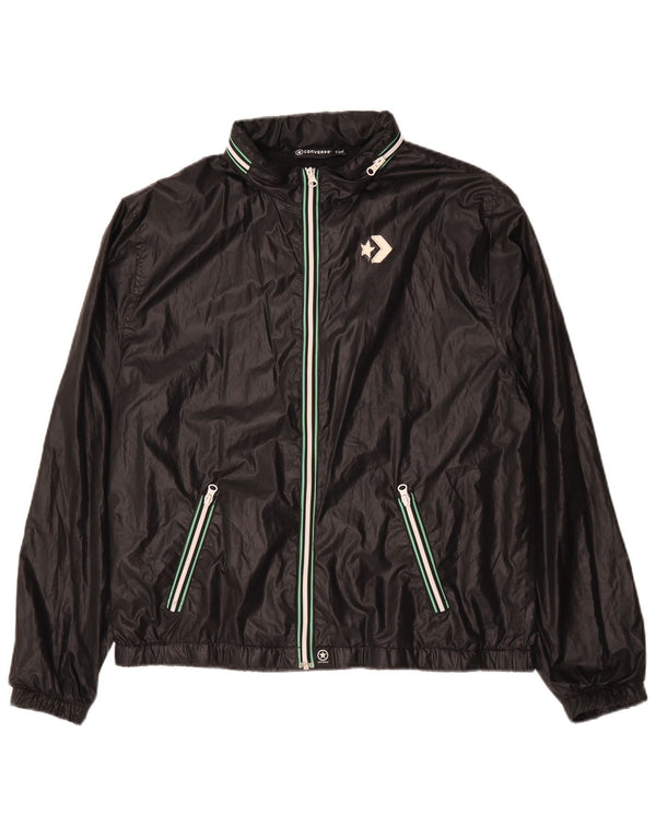 Converse Veste coupe-vent pour homme UK 42 XL Noir Polyester
