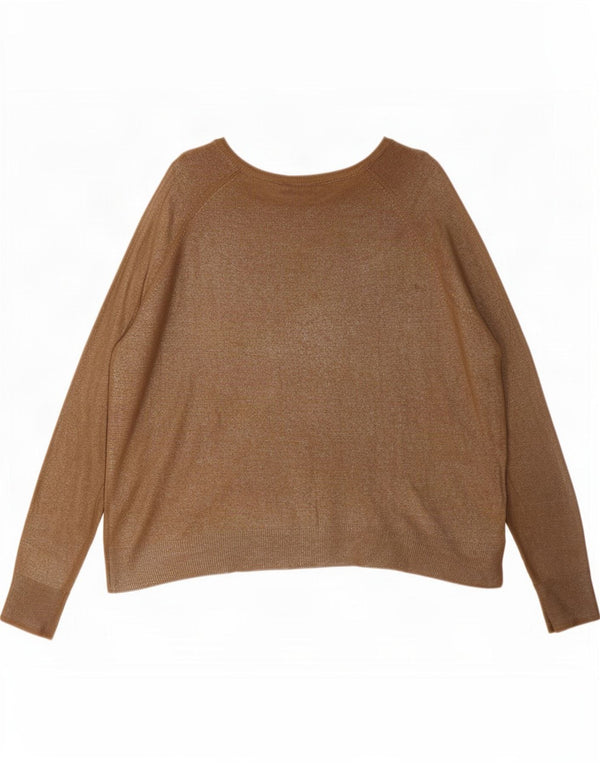 Zara Pull surdimensionné à col bateau pour femme UK 16 Large Marron Viscose