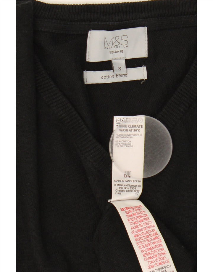 Marks & Spencer Pull coupe régulière à col en V pour femme UK 10 Small Noir