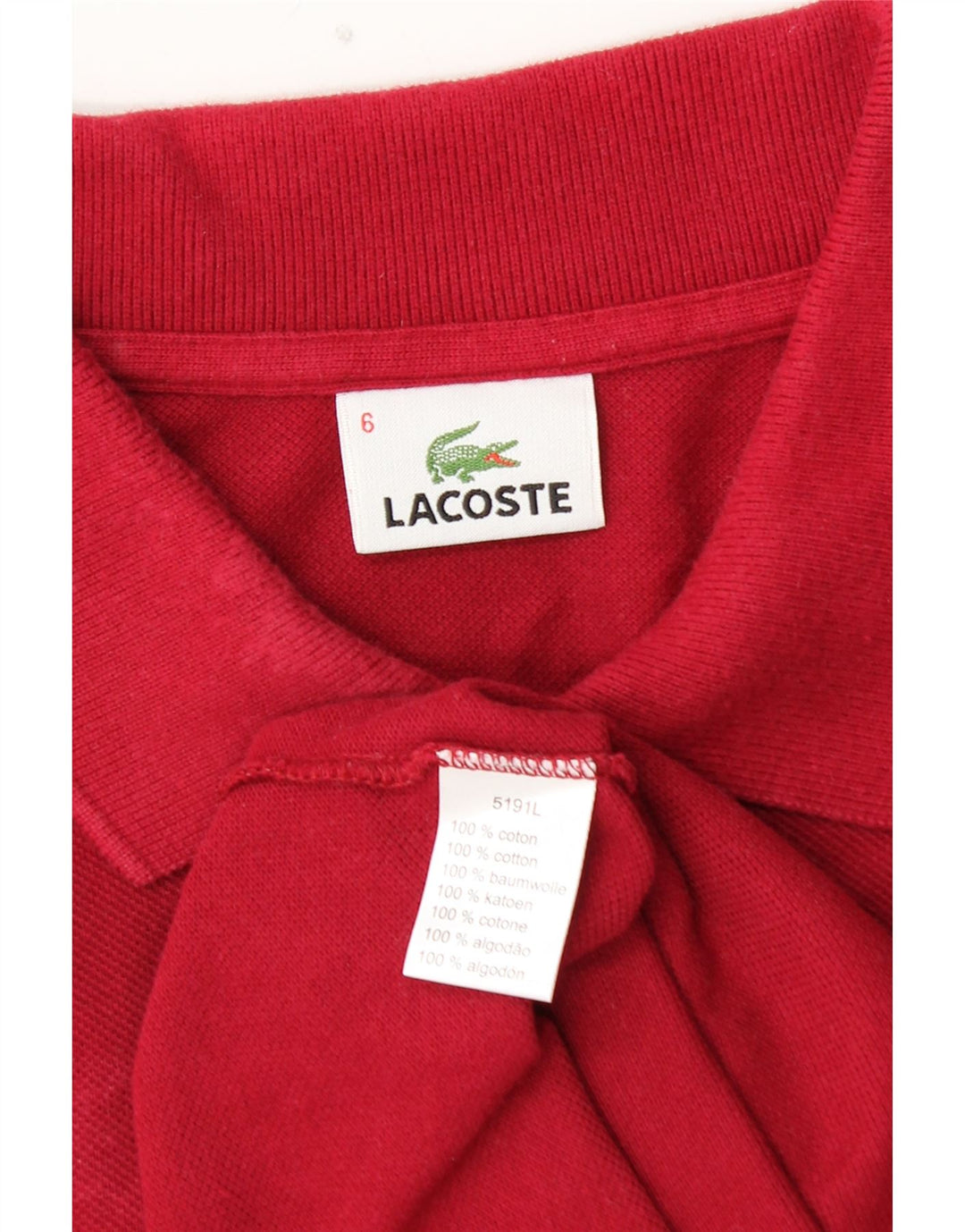 LACOSTE Polo Homme Taille 6 XL Rouge Coton