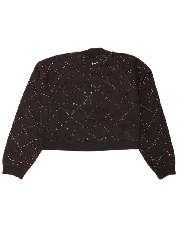 Nike Womens Therma-Fit Crop Sweatshirt Jumper UK 6 XS Noir Géométrique
