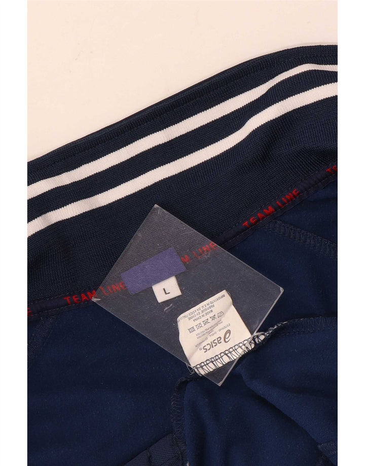 Asics Veste de survêtement pour homme Large Bleu Marine Colorblock Polyester