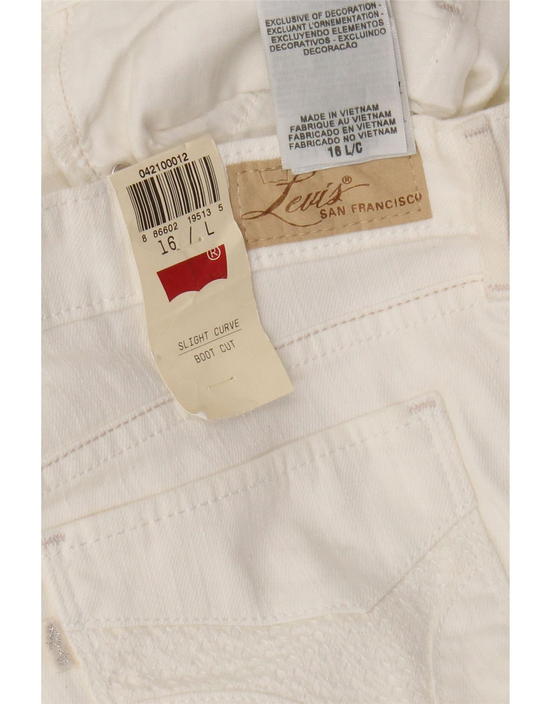 Levi's Jean bootcut légèrement courbé pour femme US 16 2XL W36 L33 Coton blanc