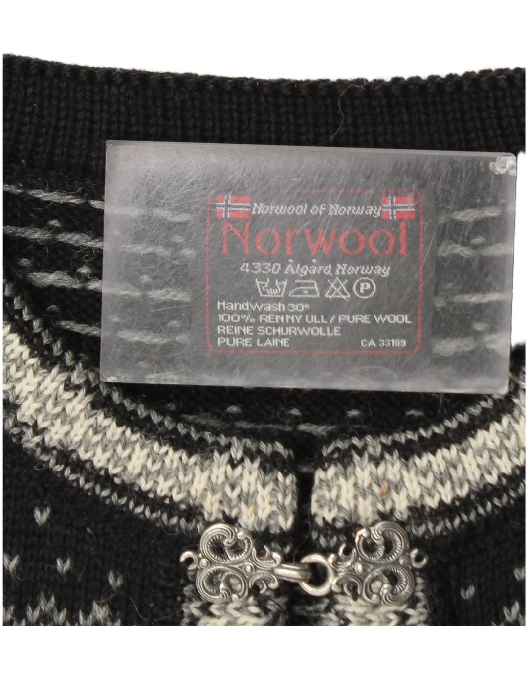 Norwool Cardigan pour homme en laine vierge Fair Isle Noir moyen