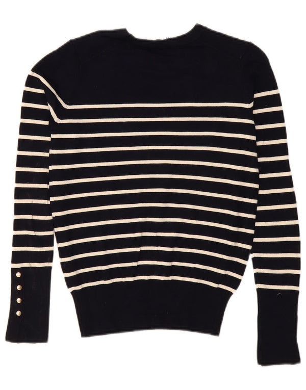 Zara Pull ras du cou pour femme UK 10 Petit bleu marine rayé