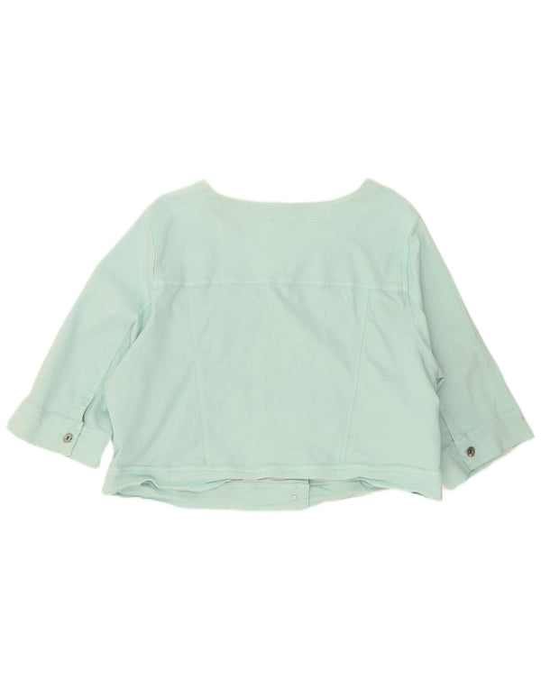 Marks & Spencer Veste en jean courte à manches 3/4 pour femme UK 22 3XL Turquoise