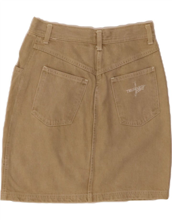 TRUSSARDI Womens Denim Skirt W30 Medium  Beige Cotton Vintage Trussardi and Second-Hand Trussardi from Messina Hembry 