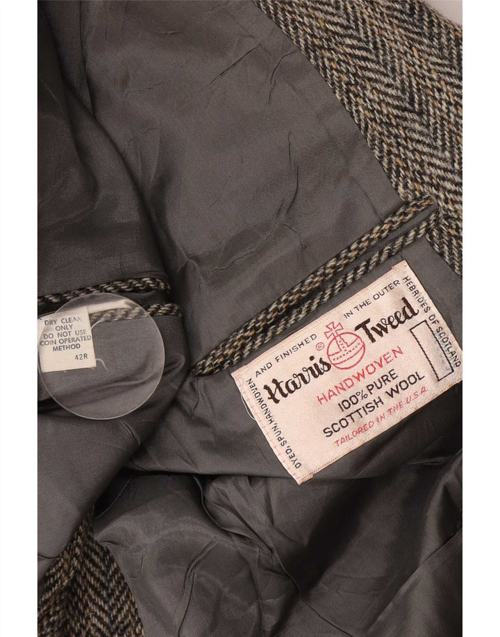 Harris Tweed Veste Blazer Coupe Régulière pour Homme UK 42 Gris Moyen à Chevrons