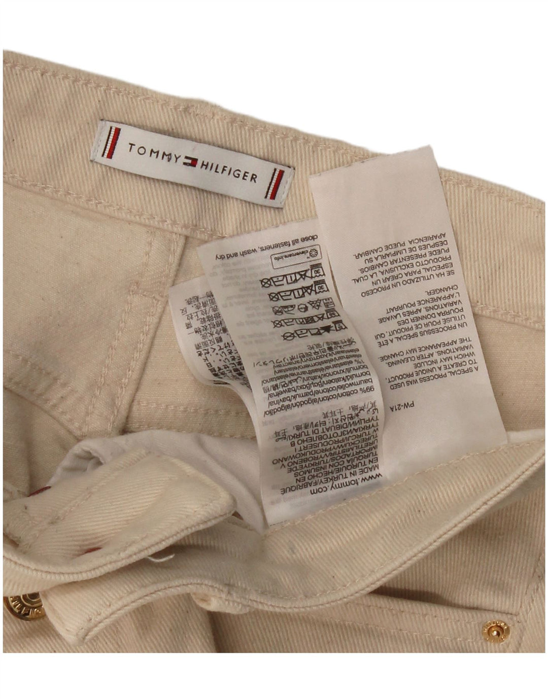 TOMMY HILFIGER Jean Flare Femme W26 L30 Coton Beige
