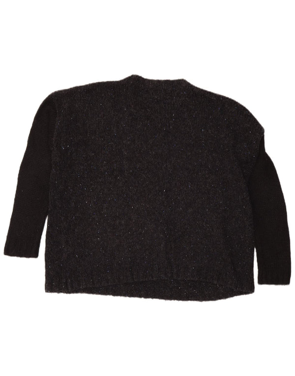Topshop Pull surdimensionné à col rond pour femme UK 10 Petit gris moucheté