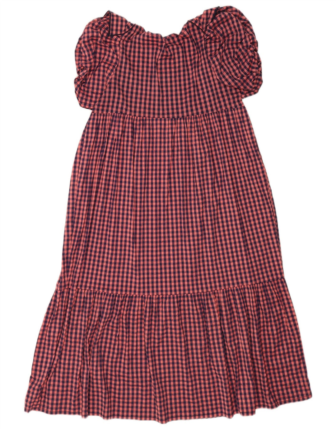 Zara Robe Empire à volants pour femme UK 10 Petit tissu vichy rose en polyester