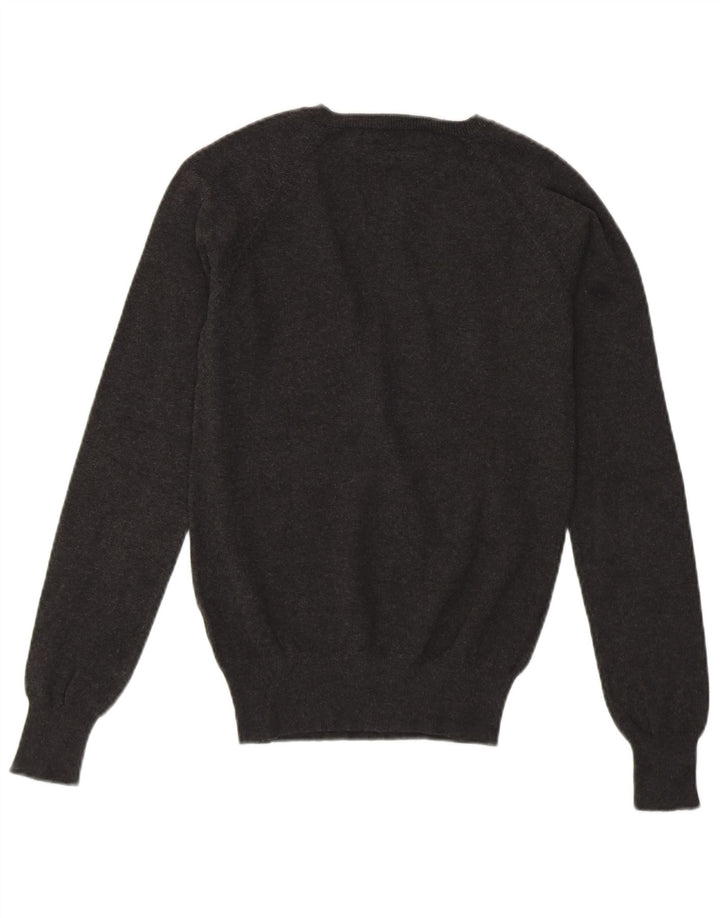 ZARA Pull col en V pour femme UK 10 Petit Gris