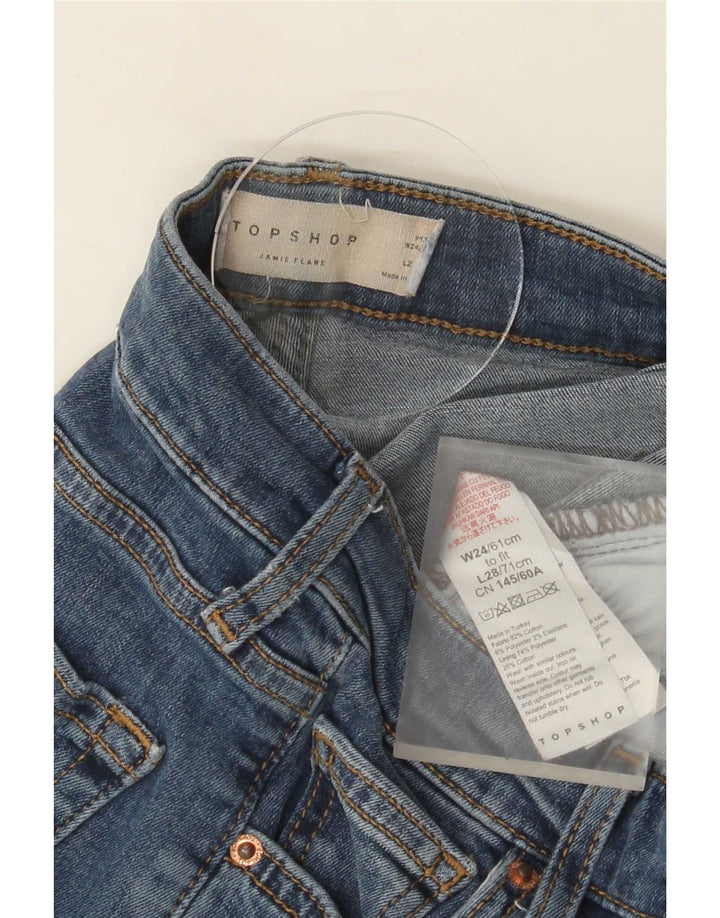 Topshop Femme Jean Évasé Jamie W24 L28 Bleu Coton