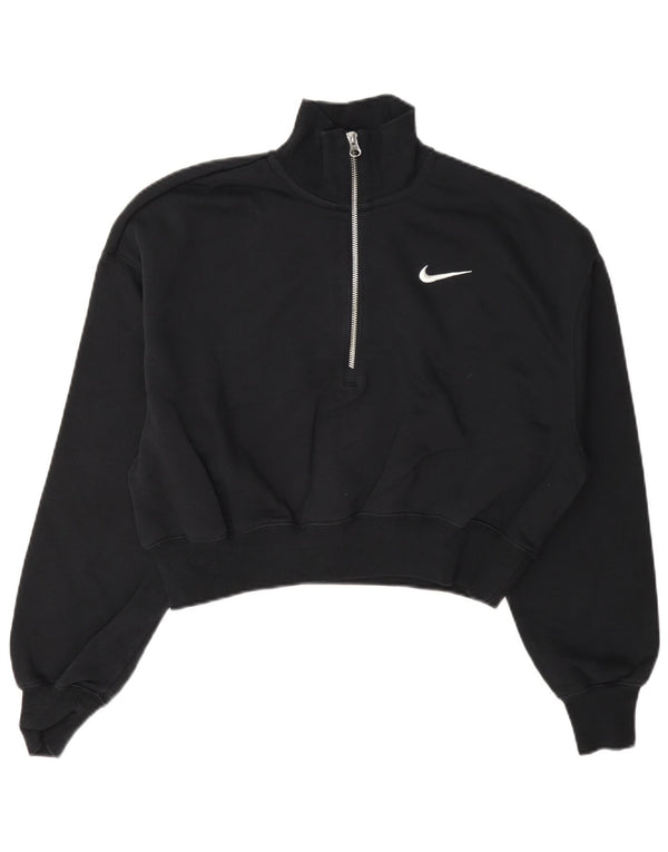 Nike Sweat-shirt surdimensionné à col zippé pour femme UK 10 Petit Noir
