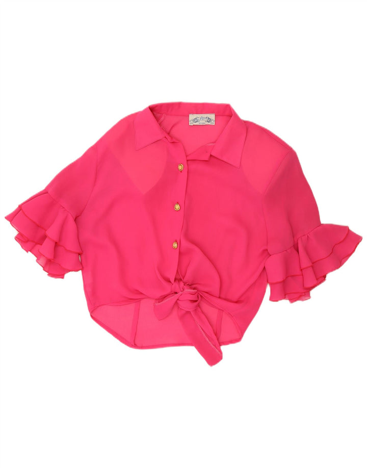 ACCORDO Chemisier à manches courtes pour femme UK 12 Rose moyen Polyester