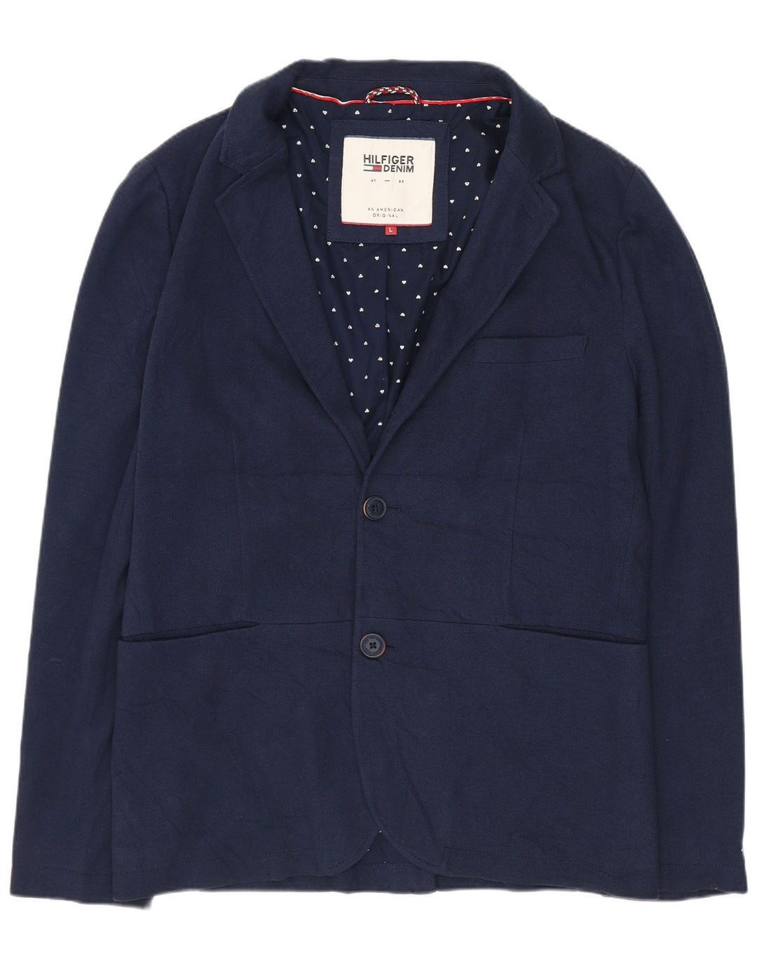 Tommy Hilfiger Veste blazer à 2 boutons pour homme UK 40 Large Bleu marine Coton