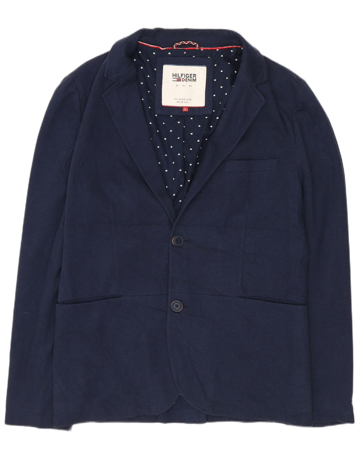 Tommy Hilfiger Veste blazer à 2 boutons pour homme UK 40 Large Bleu marine Coton