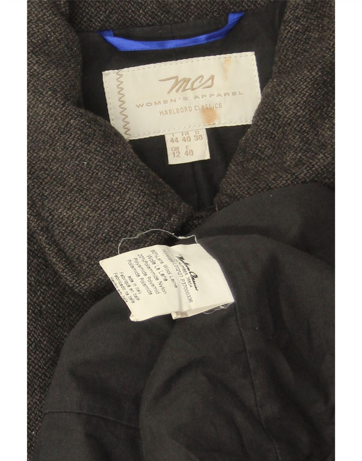 MARLBORO CLASSICS Manteau Femme UK 12 Laine Gris Moyen