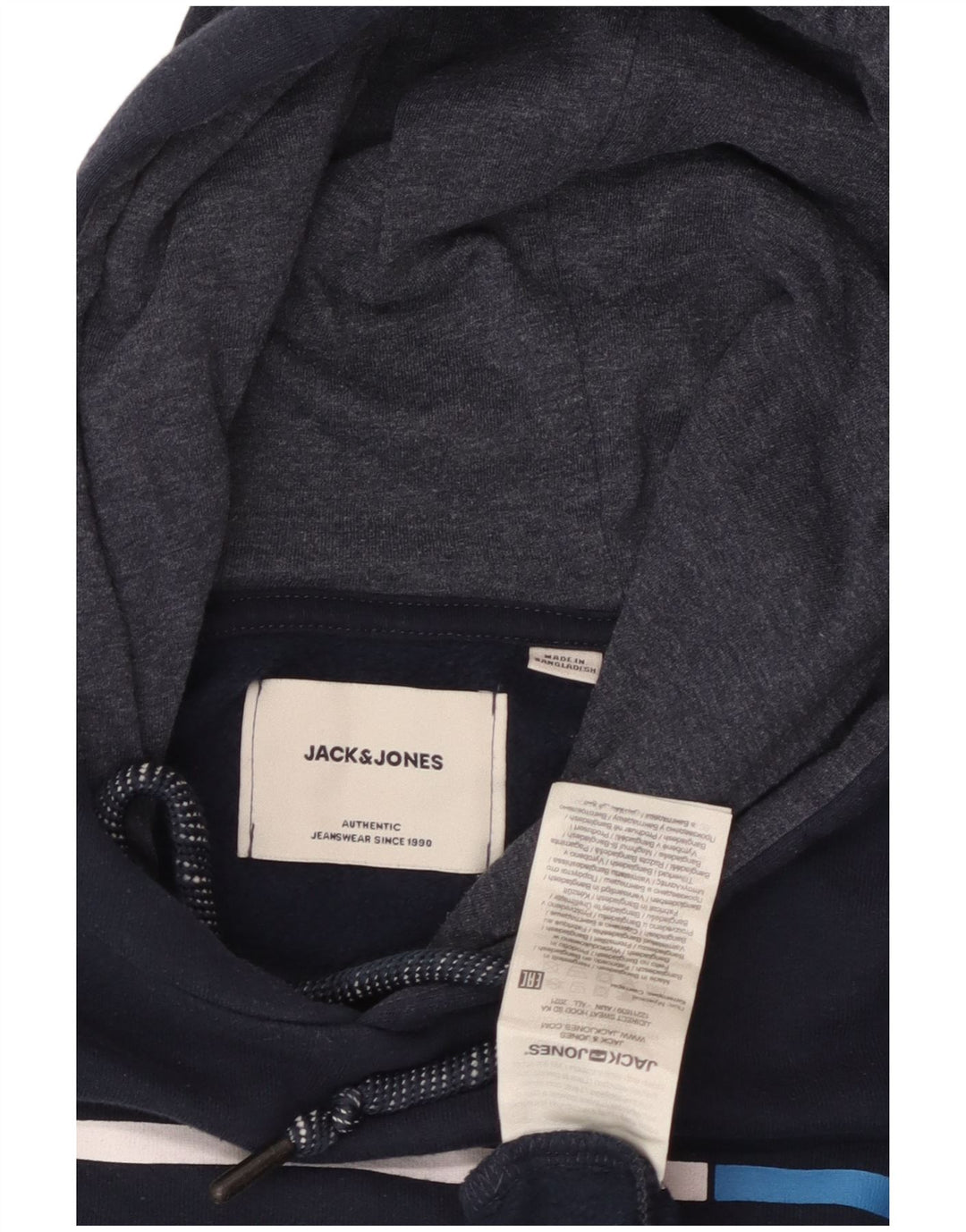 Jack & Jones Pull à capuche graphique pour homme en coton bleu marine Small