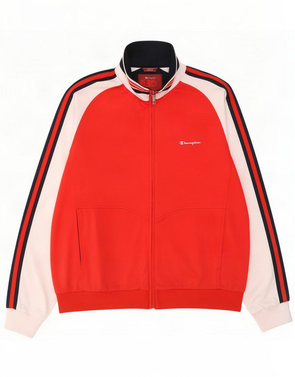 Champion Veste de survêtement pour homme Large Rouge Colourblock Polyester