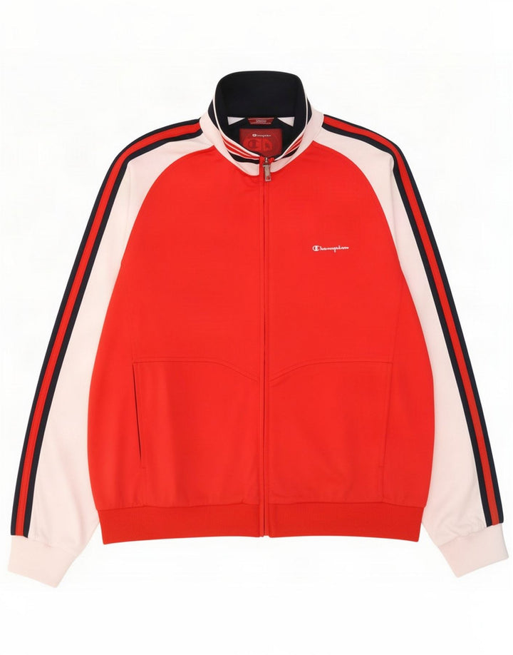 Champion Veste de survêtement pour homme Large Rouge Colourblock Polyester